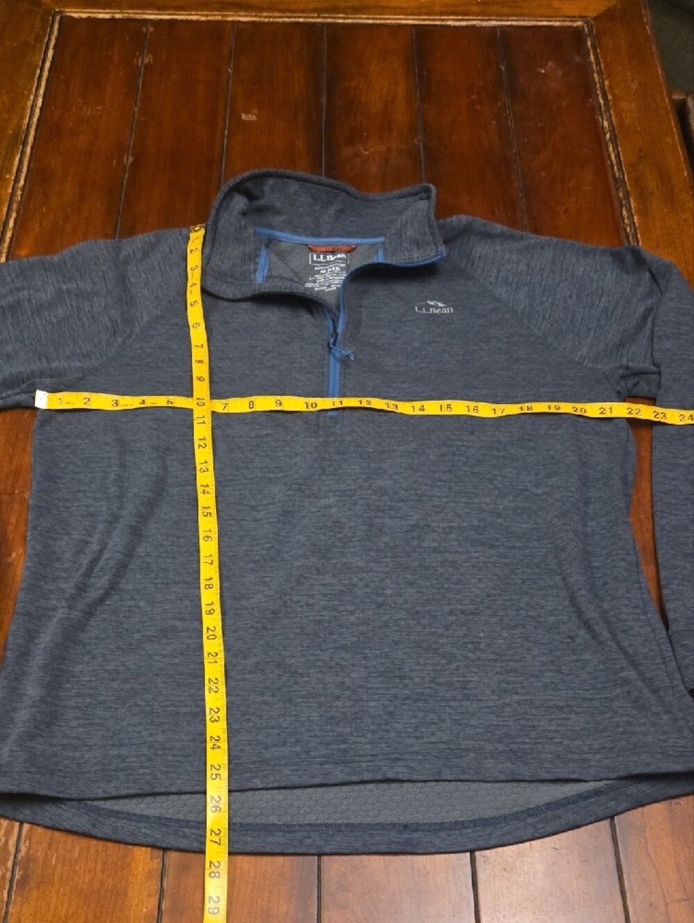 L.L. Bean Men’s Quarter-Zip Pullover - Heather Charcoal with Blue Zip - Picture 4 of 6